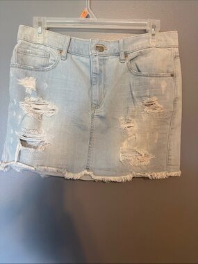 Express Jeans Light Wash Distressed Denim Skirt - Women size 4